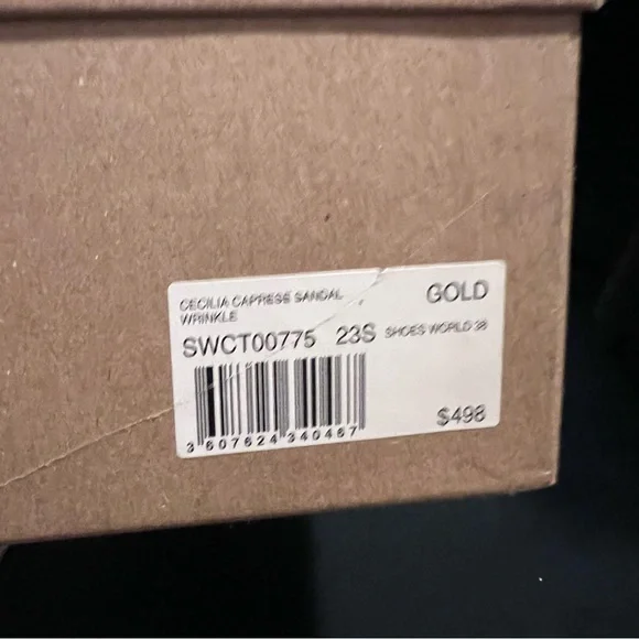 NWT ZADIG &VOLTAIRE Cecilia Crinkled Caprese Sandals in Gold SZ 38 - Picture 10 of 10